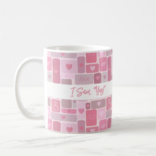 Mug J'ai dit oui écriture moderne rose engagement (Gauche)