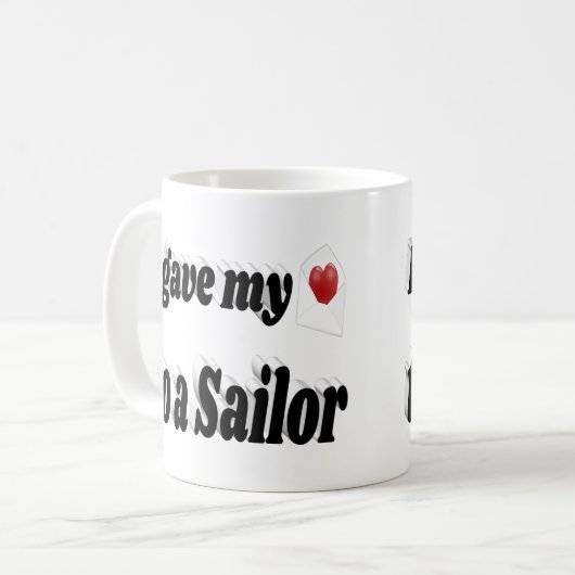 Mug J'ai donné mon coeur à un voilier texte noir (Devant gauche)