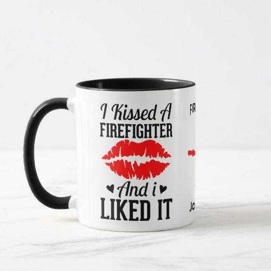 Mug J'ai embrassé un pompier et j'ai aimé ça drôle (Gauche)