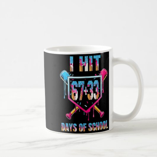 Mug J'ai frappé 67+33 100 jours d'école Baseball Drip (Droite)