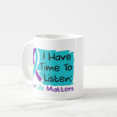Mug 💜 J'ai le temps d'écouter ; votre vie compte (Devant gauche)