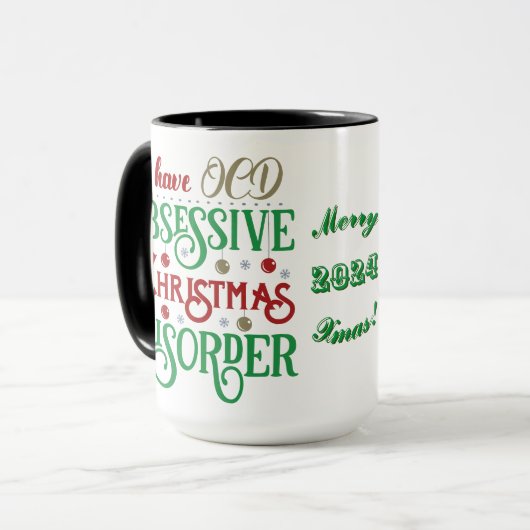 Mug J'ai OCD : Obsessionnel Noël Trouble drôle (Devant gauche)