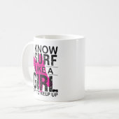 Mug J'ai Surf comme une fille Essayez de rester debout (Devant gauche)