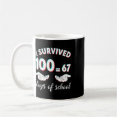Mug J'ai survécu 100 jours d'école drôle 67 mème math  (Gauche)