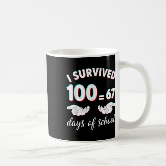 Mug J'ai survécu 100 jours d'école drôle 67 mème math  (Droite)