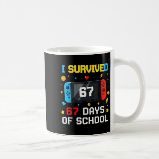 Mug J'ai survécu 67 jours d'école 67 Carré drôle d'ens (Droite)