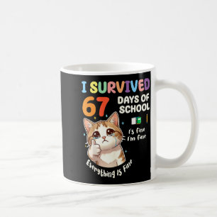 Mug J'ai survécu 67 jours d'école Chat ça va Six Sev