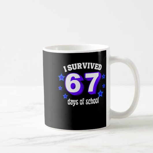 Mug J'ai survécu 67 jours d'école drôle 67 mème rétro (Droite)