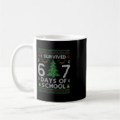 Mug J'ai survécu 67 jours d'école drôle six sept mème (Gauche)