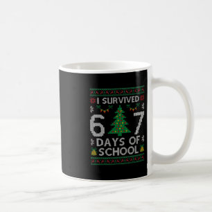 Mug J'ai survécu 67 jours d'école drôle six sept mème