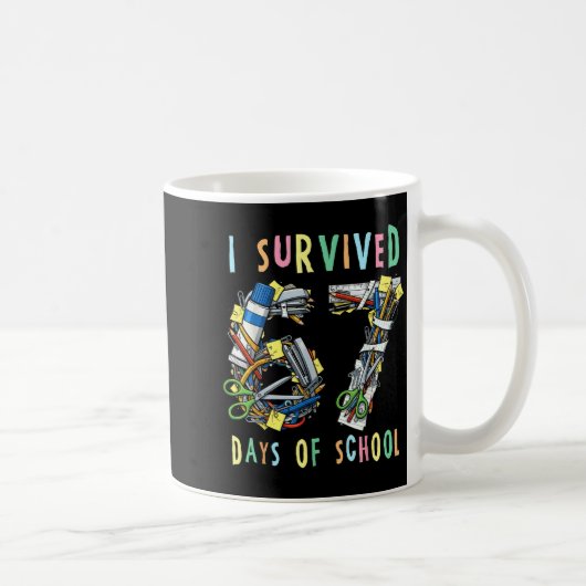 Mug J'ai survécu 67 jours d'école Prof de maths drôle (Droite)