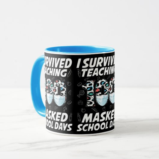 Mug J'Ai Survécu En Enseignant 100 Jours Scolaires Mas (Devant gauche)