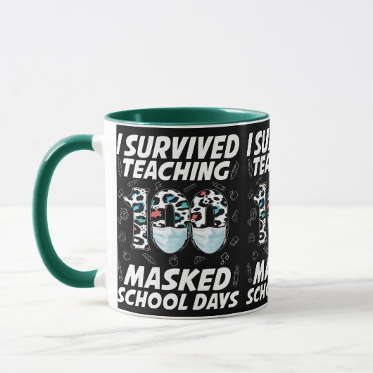 Mug J'Ai Survécu En Enseignant 100 Jours Scolaires Mas (Gauche)
