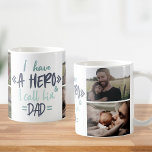 Mug J'Ai Un Héros Que Je L'Appelle Papa Photo Personna<br><div class="desc">Créez votre propre tasse de Fête des pères personnalisée avec vos 4 photos personnalisées. La citation adorable dit : "J'ai un héros et je l'appelle papa".</div>