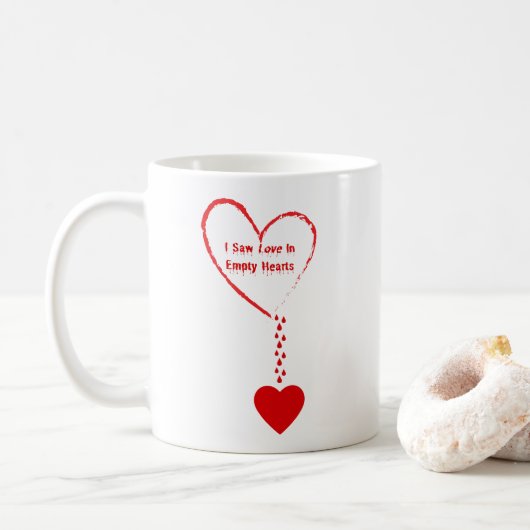 Mug J'Ai Vu L'Amour Dans Le Design De Coeurs Vide (Avec donut)