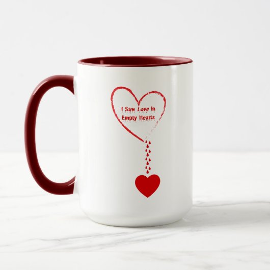 Mug J'Ai Vu L'Amour Dans Le Design De Coeurs Vide (Gauche)