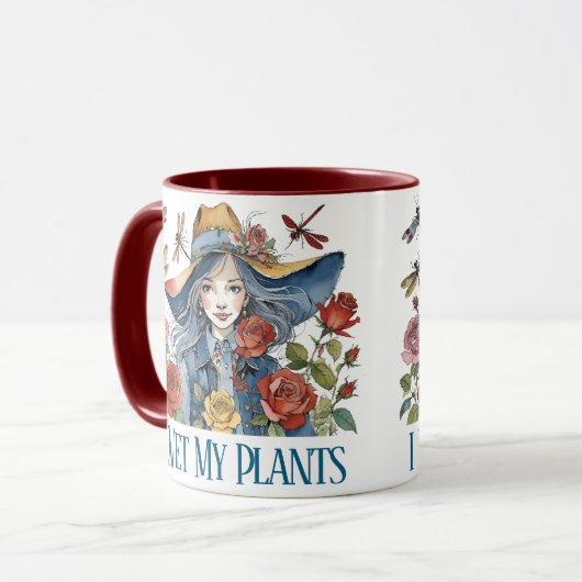 Mug J'Ai Vu Mes Plantes - Fille Avec Roses (Devant gauche)