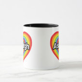Mug J'aime Ashleigh, coeur d'arc-en-ciel (Centre)