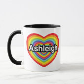 Mug J'aime Ashleigh, coeur d'arc-en-ciel (Gauche)