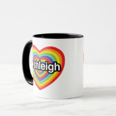 Mug J'aime Ashleigh, coeur d'arc-en-ciel (Devant gauche)