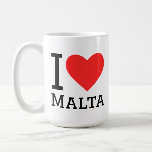 Mug J'aime autocollant carré de Malte (Gauche)