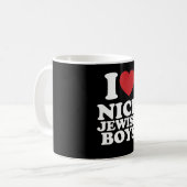 Mug J'Aime Belle Juive Garçons Je Coeur Super Rétro (Devant gauche)