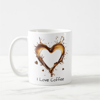 Mug J'Aime Café, Café Coeur Conception Splash, Drôle