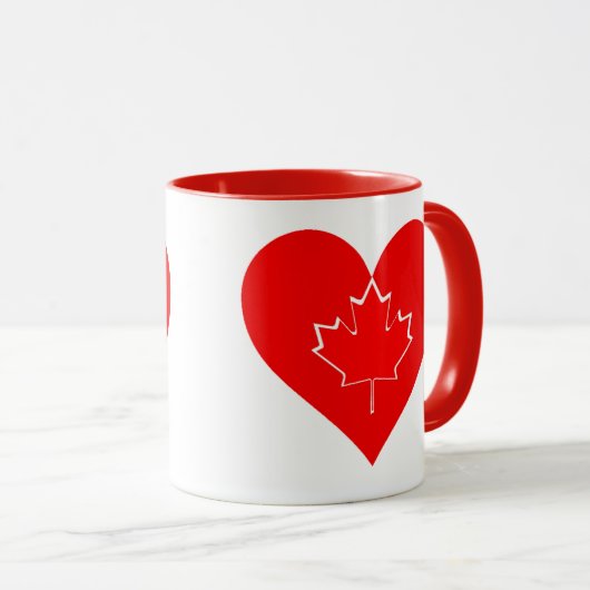 Mug J'aime Canada Patriotic Heart Maple leaf (Devant droit)
