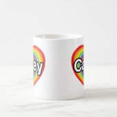 Mug J'aime Casey : coeur arc-en-ciel (Centre)