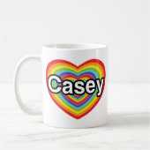 Mug J'aime Casey : coeur arc-en-ciel (Gauche)