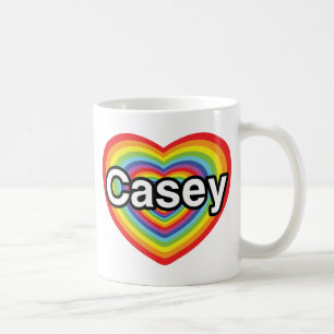 Mug J'aime Casey : coeur arc-en-ciel