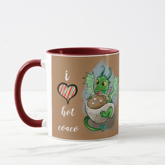 Mug J'AIME chaud Coco Baby Dragon Noël (Gauche)