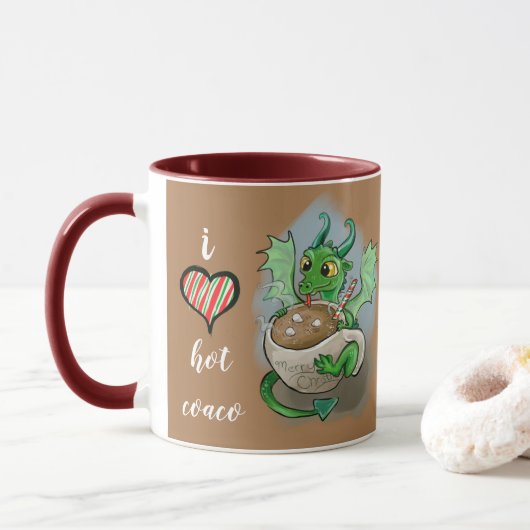 Mug J'AIME chaud Coco Baby Dragon Noël (Avec donut)