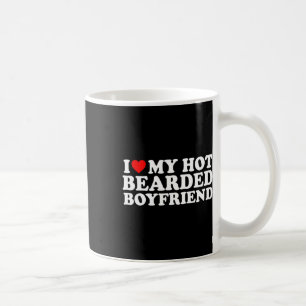 Mug J'aime cœur chaud petit ami barbu simple mignon am