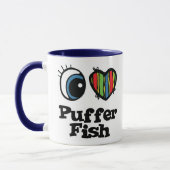 Mug J'aime (cœur) les poissons-globes (Gauche)