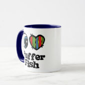 Mug J'aime (cœur) les poissons-globes (Devant gauche)