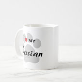 Mug J'aime (coeur) ma conception de Pawprint de chat (Devant gauche)