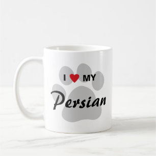 Mug J'aime (coeur) ma conception de Pawprint de chat