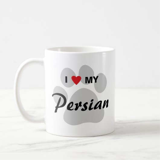 Mug J'aime (coeur) ma conception de Pawprint de chat (Gauche)