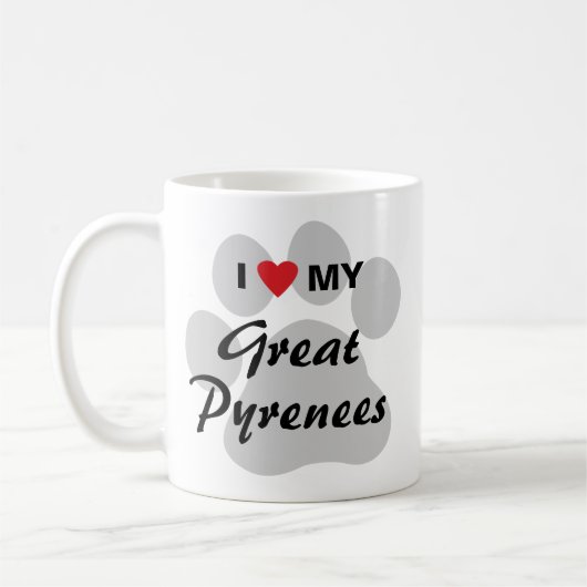 Mug J'aime (coeur) mes Grands Pyrénées (Gauche)
