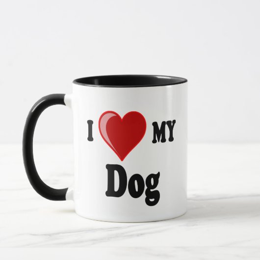Mug J'aime (coeur) mon chien (Gauche)