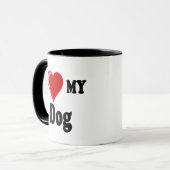 Mug J'aime (coeur) mon chien (Devant gauche)