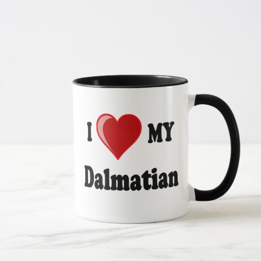 Mug J'aime (coeur) mon chien dalmatien (Droite)