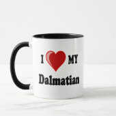 Mug J'aime (coeur) mon chien dalmatien (Gauche)