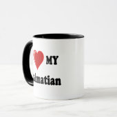 Mug J'aime (coeur) mon chien dalmatien (Devant gauche)
