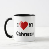 Mug J'aime (coeur) mon chien de Chiweenie (Gauche)