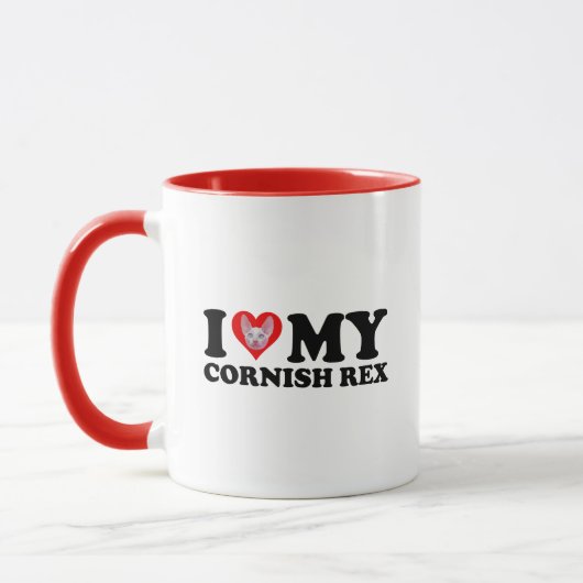 Mug J'aime (Cœur) Mon Cornish Rex (Gauche)