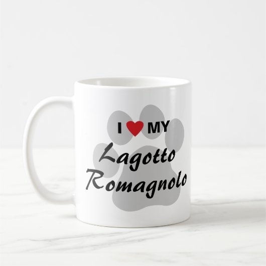 Mug J'aime (coeur) mon Lagotto Romagnolo (Gauche)