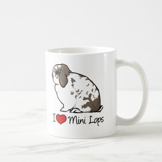 Mug J'aime de mini lapins de Lop (Droite)