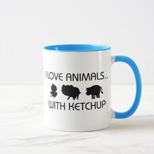Mug J'aime des animaux avec le ketchup (Droite)